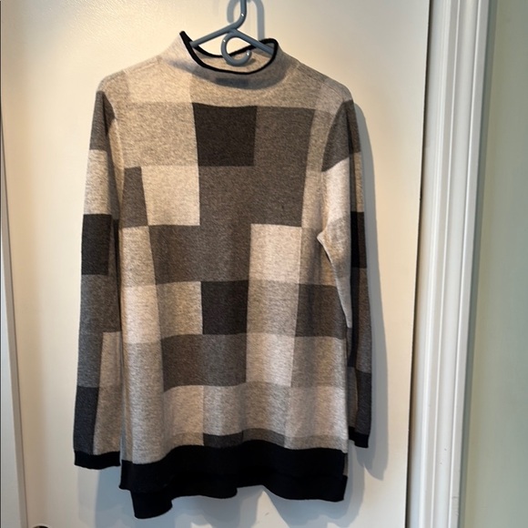 Charter Club Cashmere Colorblock Mockneck Sweater L - Picture 1 of 7